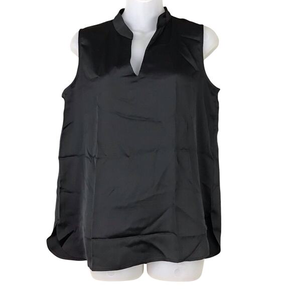 Anne Klein Womens Small Black Sleeveless V-Neck Top Pullover Sheer NWT - Picture 1 of 10